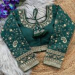 Bottle Green Long Sleeves Bridal Blouse – Heavy Embroidery