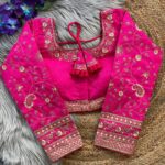 Pink 22 Inch Long Sleeves Bridal Blouse – Heavy Embroidery
