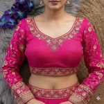 Pink 22 Inch Long Sleeves Bridal Blouse – Heavy Embroidery - Image 3