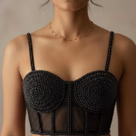 Black Premium Pearl Blouse – Designer Hand Work Wear