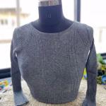 Grey Trendy Winter Blouse for Women - Warm Woolen Knit Top