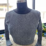 Grey Trendy Winter Blouse for Women - Warm Woolen Knit Top
