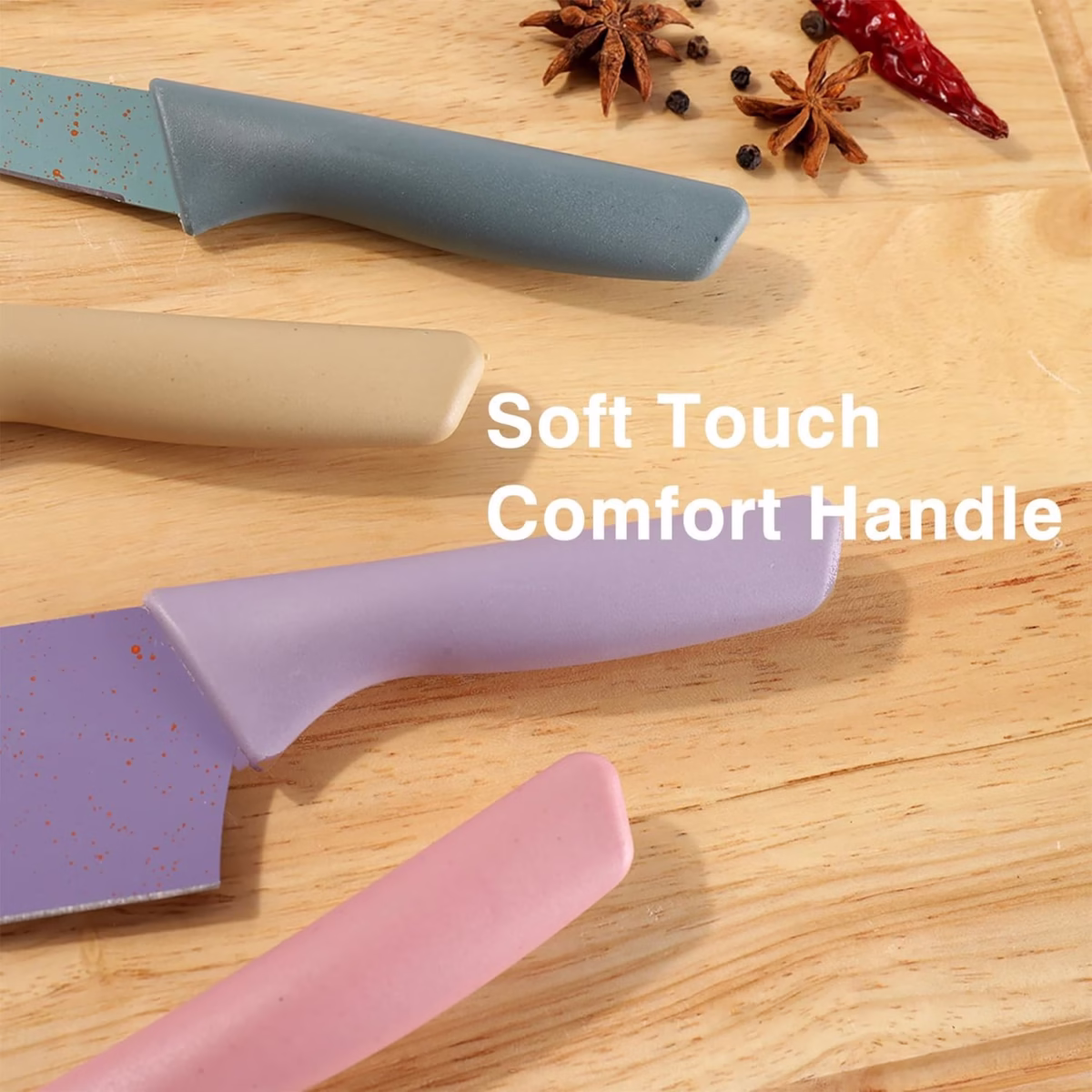 Colorful Kitchen Knife Set 6 PCS with Non-Stick Blades - Image 2
