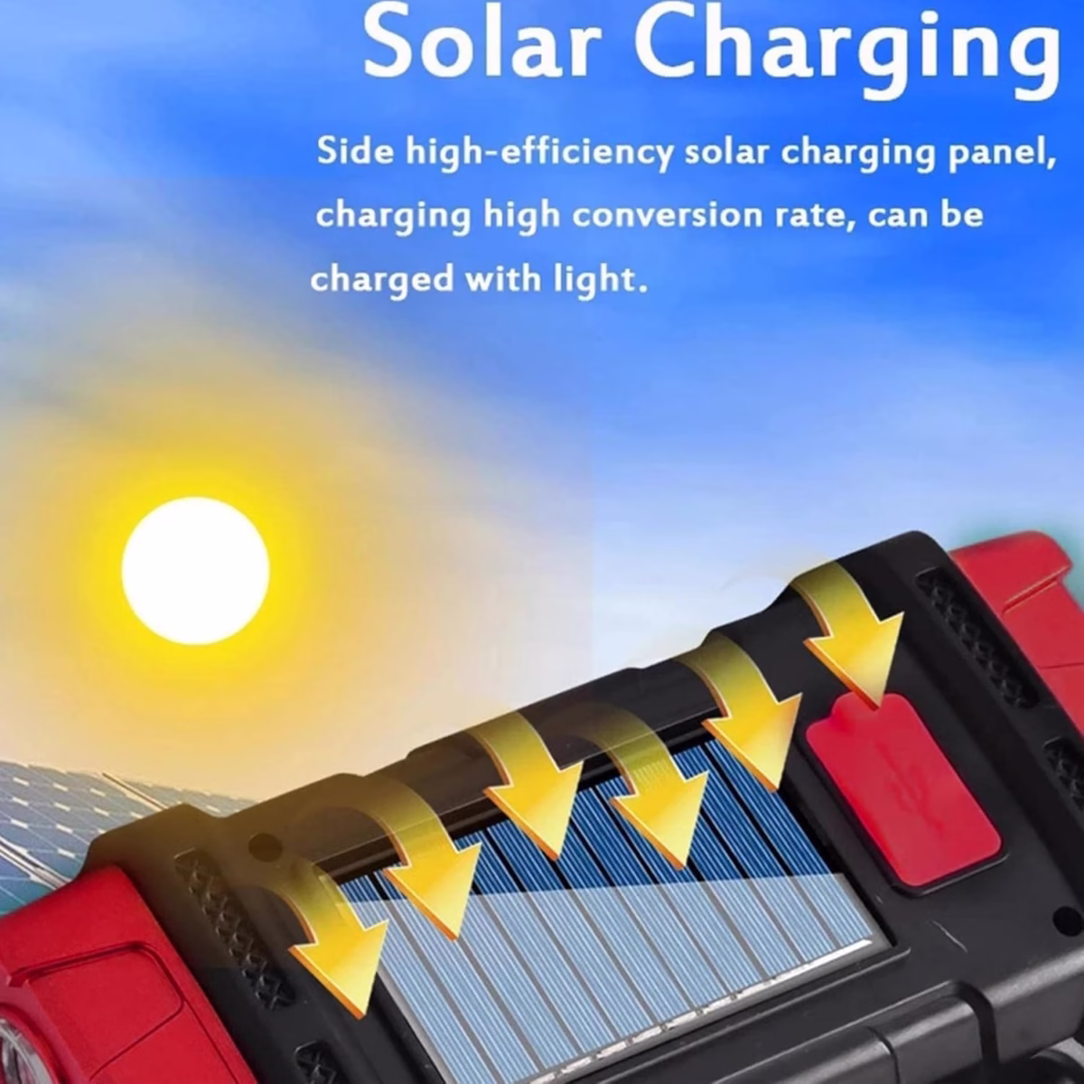 Rechargeable Camping Torch LED with Solar Flashlight - Image 3