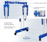 3 Tier Foldable Clothes Drying Stand with Wheels - Stainless Steel - Image 6