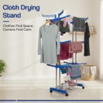 3 Tier Foldable Clothes Drying Stand with Wheels - Stainless Steel - Image 4