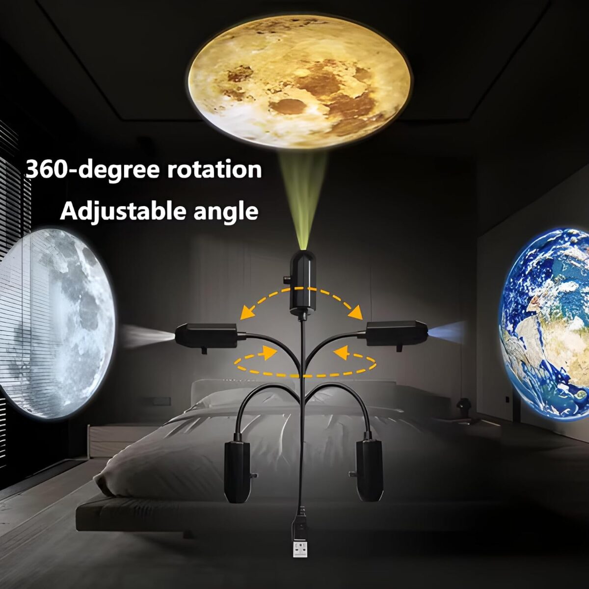 Creative USB Star Projector Night Light for Car & Room | Adjustable Mini LED Ambient Galaxy Light with 360° Flexible Goose Neck & Multiple Projection Patterns for Ceiling, Bedroom & Parties - Image 2