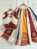Pure Ajrakh Cotton Chaniya Choli - Kutchi Gamthi Work Maroon - Image 4