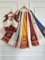 Pure Ajrakh Cotton Chaniya Choli - Kutchi Gamthi Work Maroon