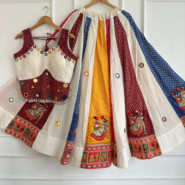 Pure Ajrakh Cotton Chaniya Choli - Kutchi Gamthi Work Maroon