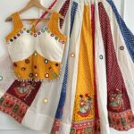 Pure Ajrakh Cotton Chaniya Choli - Kutchi Gamthi Work Yellow
