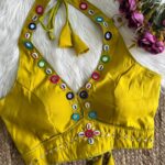 Navratri Special Real Mirror Work Blouse – Yellow - Heavy Kaudi & Thread Work Roman Silk