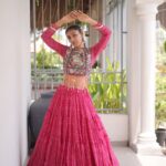 Bandhani Lehenga Choli for Navratri - Kutchi Work Pink