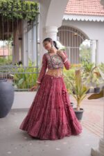Bandhani Lehenga Choli for Navratri - Kutchi Work Red - Image 3