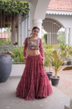 Bandhani Lehenga Choli for Navratri - Kutchi Work Red - Image 2