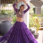 Bandhani Lehenga Choli for Navratri - Kutchi Work Purple