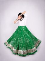 Lehariya Lehenga Skirt 8 Meter Flair Navratri - Green