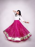 Lehariya Lehenga Skirt 8 Meter Flair Navratri - Pink