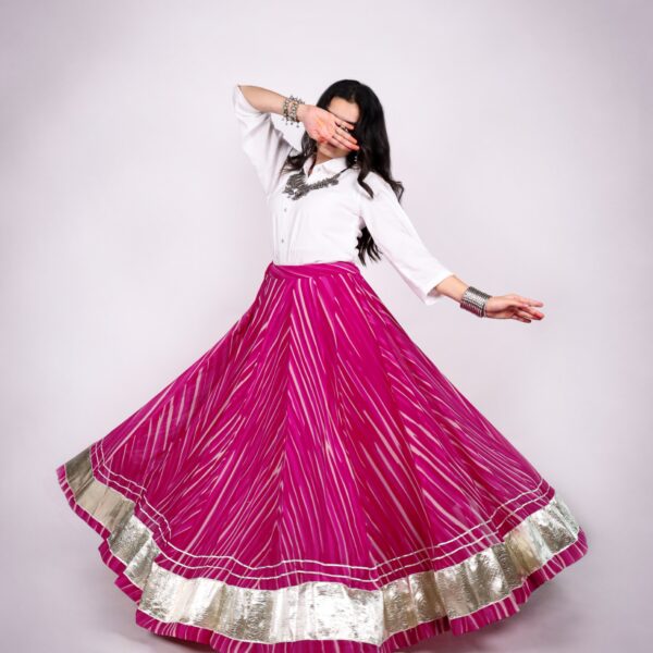 Lehariya Lehenga Skirt 8 Meter Flair Navratri - Pink