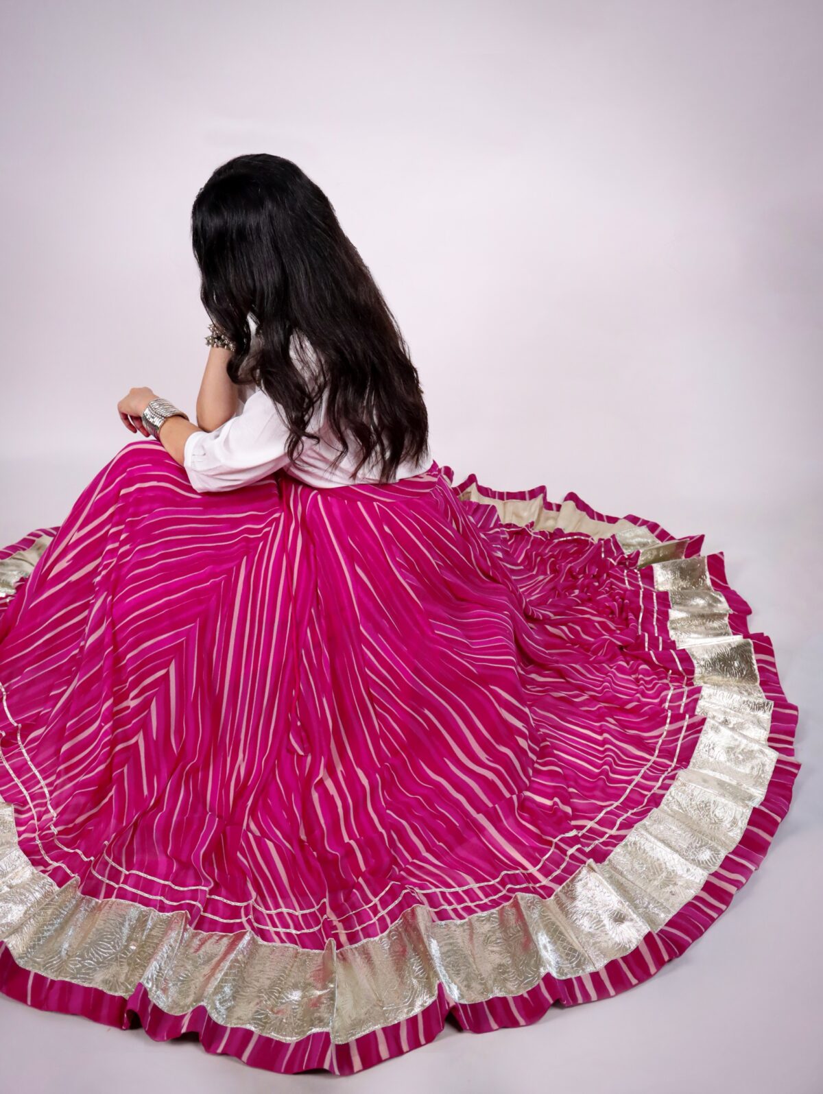 Lehariya Lehenga Skirt 8 Meter Flair Navratri - Pink - Image 2