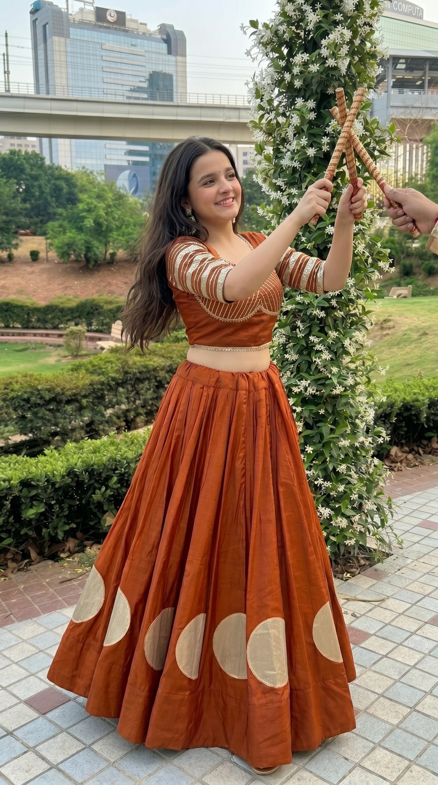 Gota Work Lengha12 Gota Patti Lehenga Choli for Navratri & Durga Puja - Rust Orange - Image 1