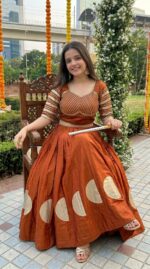 Gota Patti Lehenga Choli for Navratri & Durga Puja - Rust Orange - Image 2