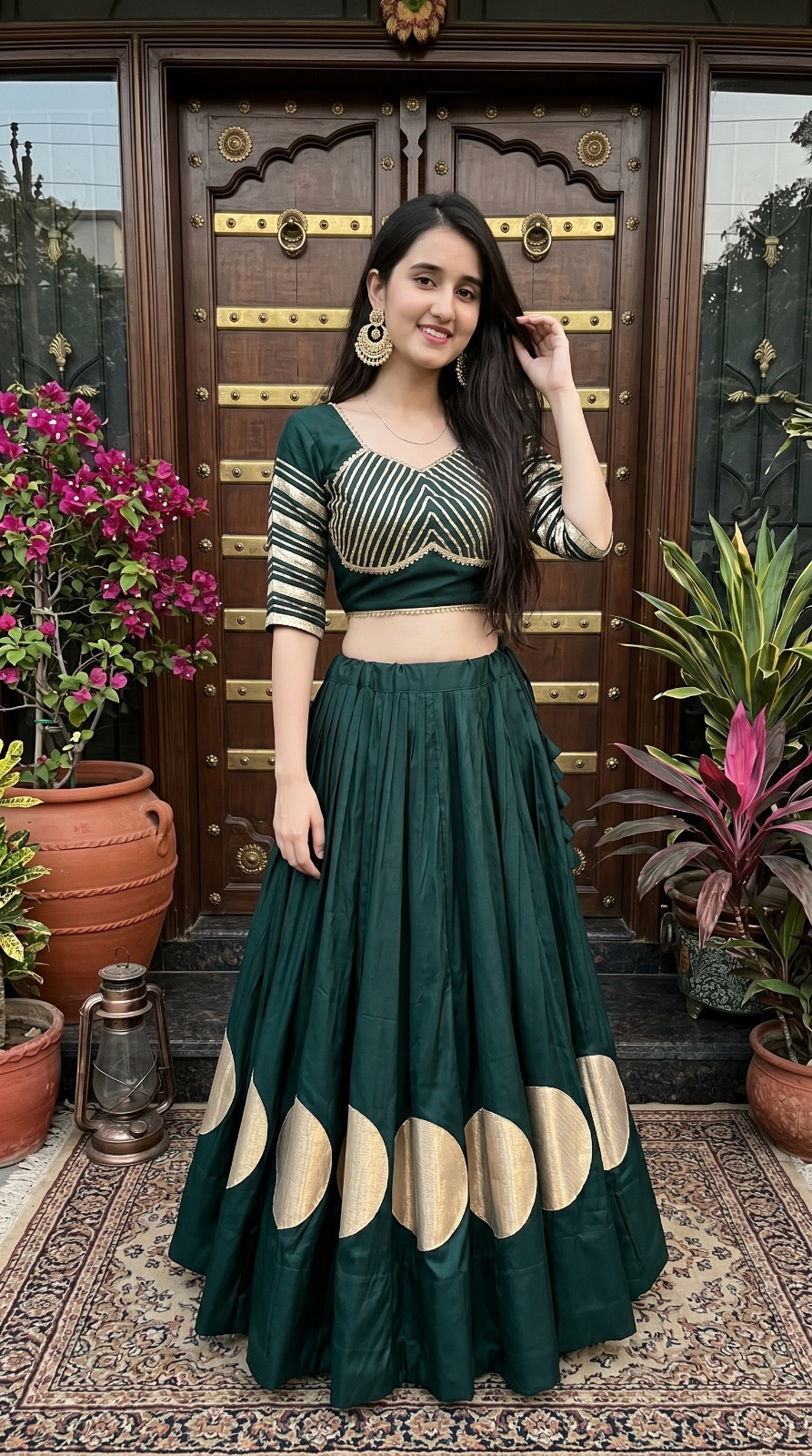 Gota Work Lengha17 Gota Patti Lehenga Choli for Navratri & Durga Puja - Green - Image 1