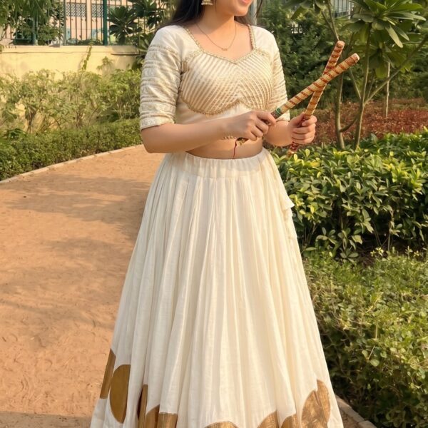 Gota Patti Lehenga Choli for Navratri & Durga Puja - White