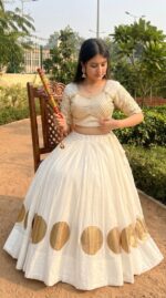 Gota Patti Lehenga Choli for Navratri & Durga Puja - White - Image 2