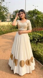Gota Patti Lehenga Choli for Navratri & Durga Puja - White - Image 3
