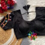Halter Neck Blouse with Mirror Work - Navratri Black