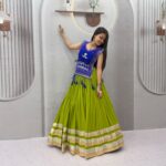 Cotton Lehenga Choli with Koti - Heavy Hand Work - Royal Blue