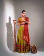 Dhabu Cotton Lehenga for Navratri Embossed & Ghughri Lace - Image 5