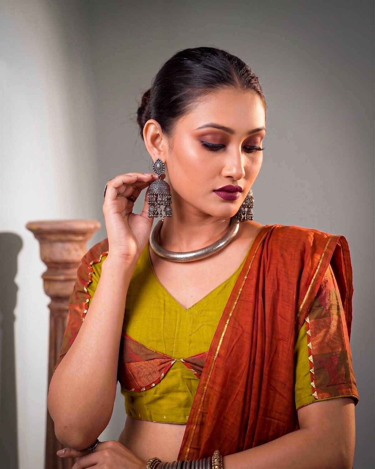 Dhabu Cotton Lehenga for Navratri Embossed & Ghughri Lace - Image 4