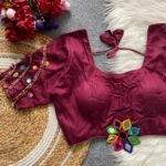 Halter Neck Blouse with Mirror Work - Navratri Purple