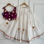 Mirror Work Chaniya Choli for Navratri Cotton - Purple