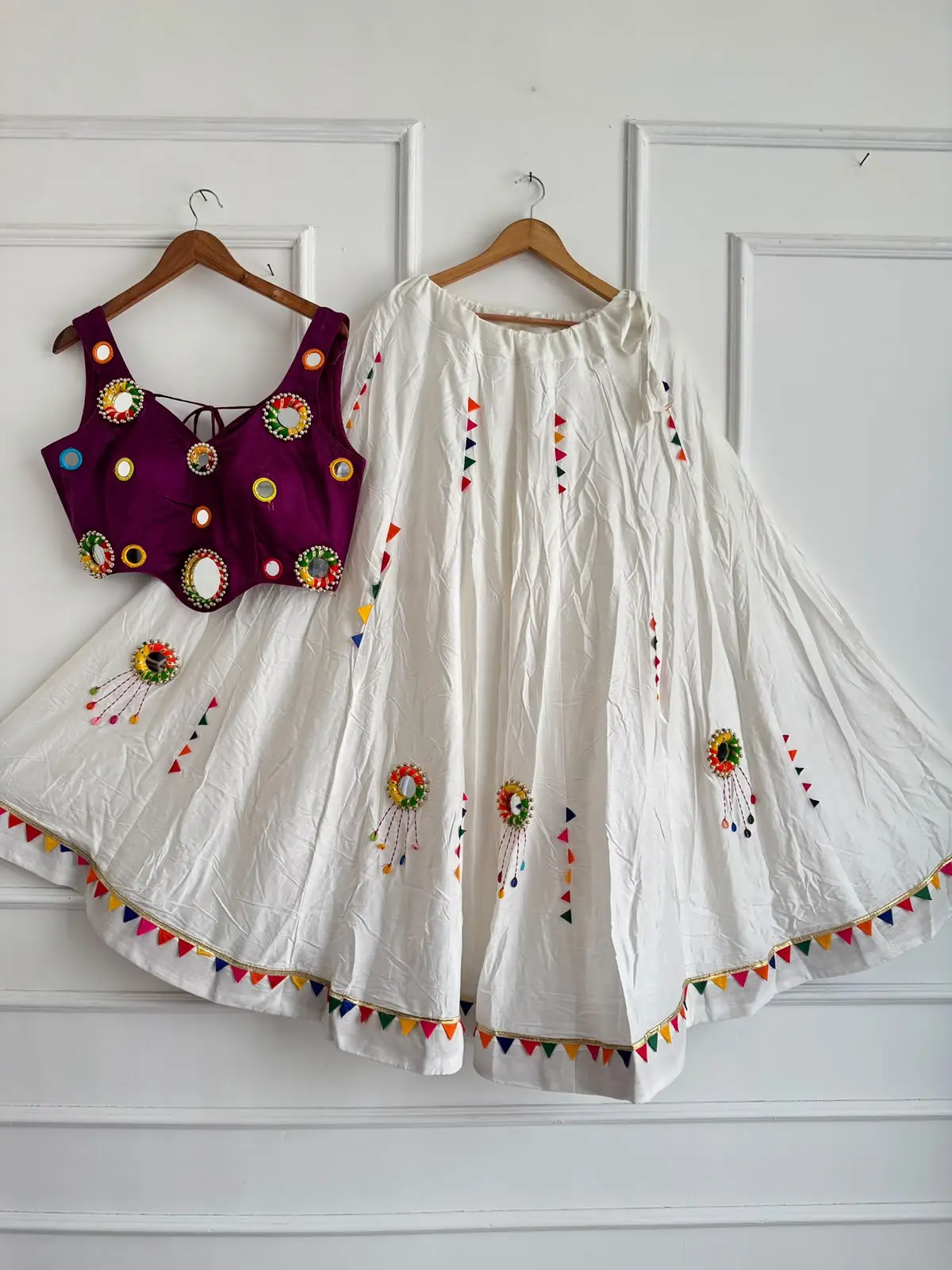 mirror-work-chaniya-choli Purple Mirror Work Chaniya Choli for Navratri Cotton - Purple - Image 1