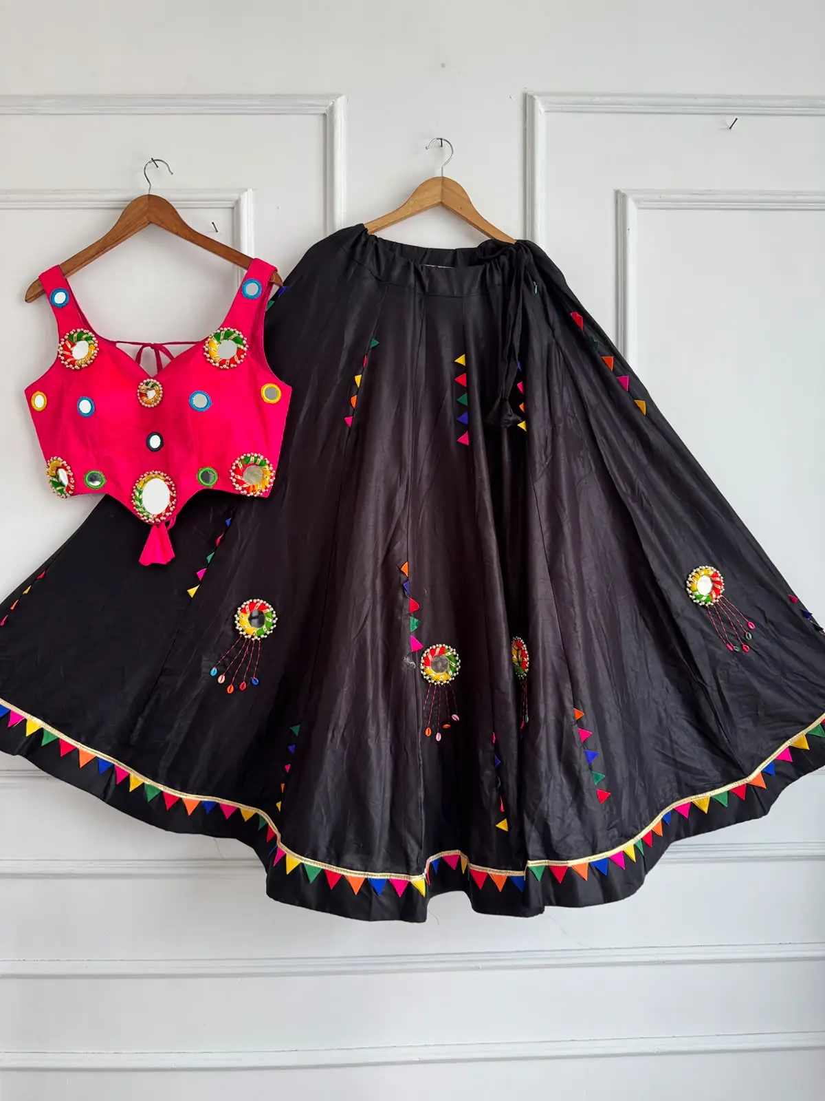 mirror-work-chaniya-choli Red Mirror Work Chaniya Choli for Navratri Cotton - Red - Image 1