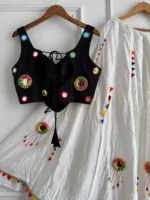 Mirror Work Chaniya Choli for Navratri Cotton - Purple - Image 2