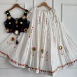 Mirror Work Chaniya Choli for Navratri Cotton - Black