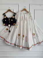 Mirror Work Chaniya Choli for Navratri Cotton - Black
