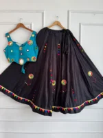 Mirror Work Chaniya Choli for Navratri Cotton - Blue