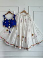 Mirror Work Chaniya Choli for Navratri Cotton - Royal blue