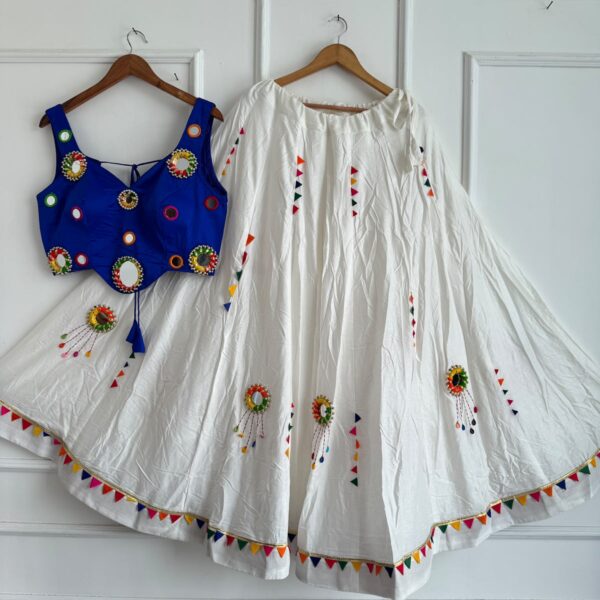Mirror Work Chaniya Choli for Navratri Cotton - Royal blue