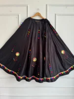 Mirror Work Chaniya Choli for Navratri Cotton - Red - Image 2