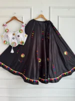 Mirror Work Chaniya Choli for Navratri Cotton - White